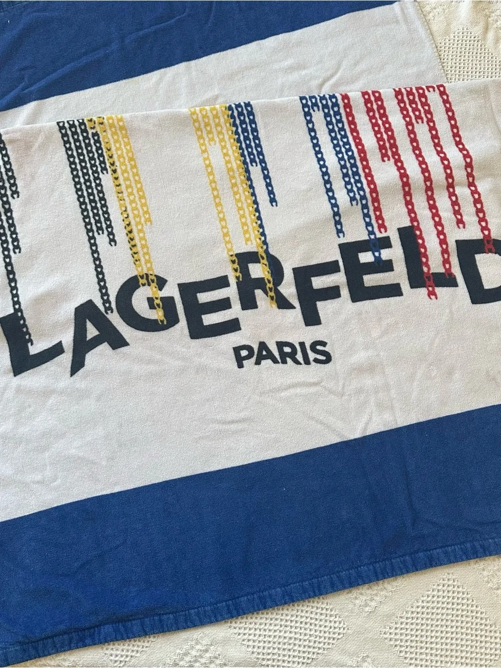 Karl Lagerfeld Paris Beach Towel Luxury 100% Cotton Colorblock Drip Logo 36x64